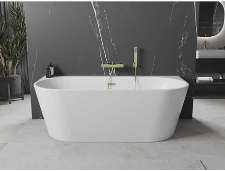 Vonia Mexen Oval+, 170 x 80 cm, Baltas + Brushed auksinis persipylimas