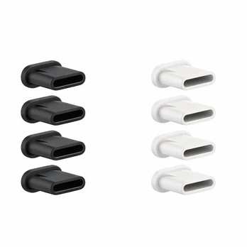 USB-C įkrovimo lizdo dulkių dangteliai, juoda ir balta, 8 vnt.
