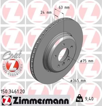 Stabdžių diskas ZIMMERMANN 150.3461.20