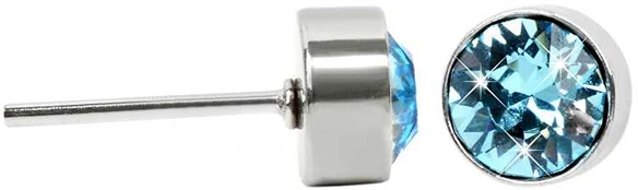 Levien Chaton Aquamarine fine steel stud earrings