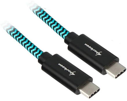 Laidas Sharkoon USB-C To USB-C USB-C, USB-C, 1 m, mėlyna/juoda