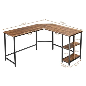 Bonideco Select Rašomasis stalas 138x138x75cm., rudos/juodos spalvos