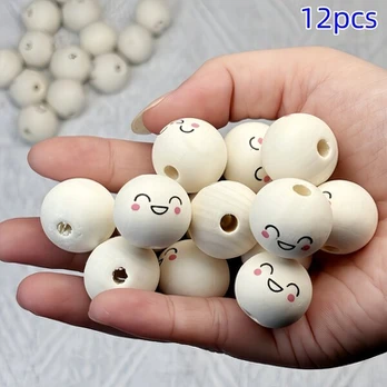 Mediniai karoliukai, Line Eye 12pcs
