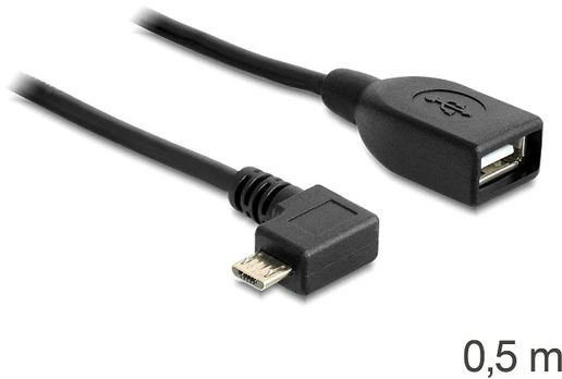 Delock Atrakinimo kabelis USB micro-B kištukinis > USB 2.0-A moteriškas OTG 50 cm kampu