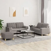 Sofos komplektas su pagalvėmis, 3 dalių, taupe, audinys kaina
