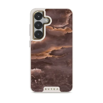 Fire Wood - Brown Marble Samsung Galaxy S25 Case, Elite Light (Magnetic) / Gold