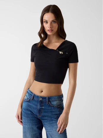 Guess Marškinėliai 183441 Juoda Classic Fit