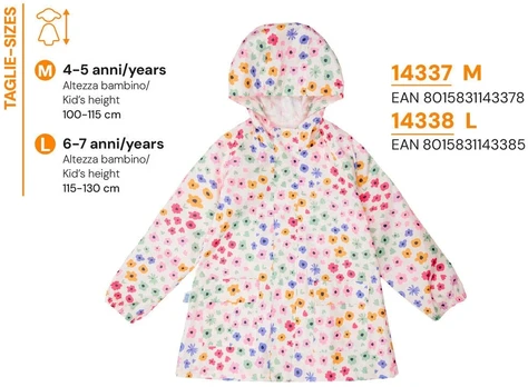 Perletti Strawberries raincoat with expandable back M