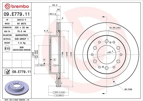 Stabdžių diskas BREMBO 09.E779.11