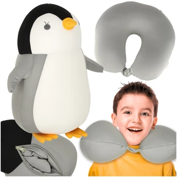 Minkštas žaislas ir kelioninė pagalvė Pingvinas 2in1
