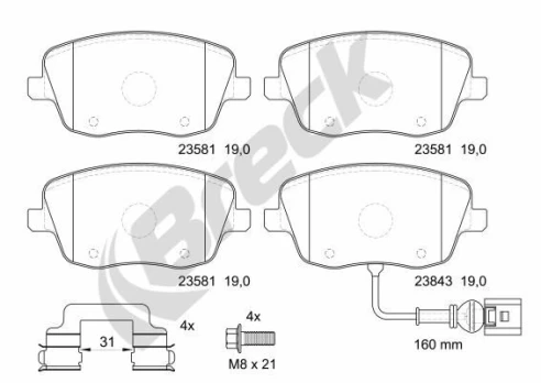 BRECK 23581 00 702 10 Brake pad set