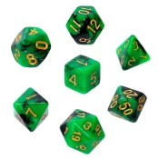 REBEL RPG Dice Set - Two Color - Green and Black kaina