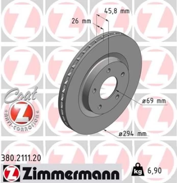 Stabdžių diskas ZIMMERMANN 380.2111.20
