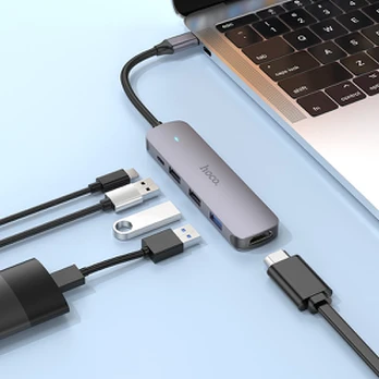 Dock stotelė Hoco HB27 USB Type-C, HDMI, pilka