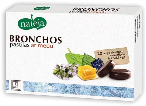 NATEJA Bronchų pastilės su medumi N12