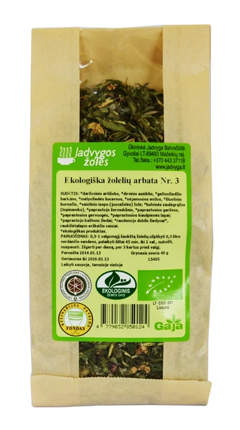 Ekologiška žolelių arbata Nr. 3, 40 g