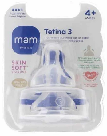Mam SkinSoft Silicone Teat Fast Flow 4+ Months 2 Units