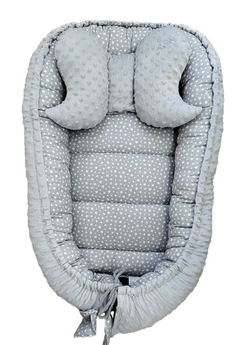 Cocoon - 696 - with pillow - MINKY - grey STARS - GREY