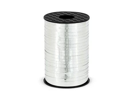 Party Deco Plastic ribbon, sidabrinis, 5mm/225m