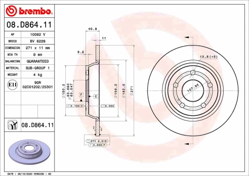 BREMBO 08.D864.11 Brake Disc