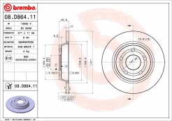 BREMBO 08.D864.11 Brake Disc kaina