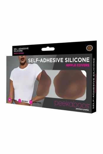 PEEKABOOS Self-Adhesive Silicone Nipple Covers Brown 6.3cm Reusable