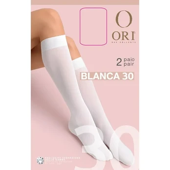 Puskojinės ORI BLANCA 30 DEN, baltos spalvos
