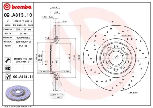 Stabdžių diskas BREMBO 09.A813.11