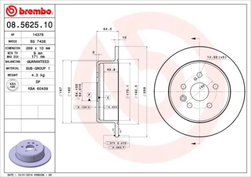 Stabdžių diskas BREMBO 08.5625.10