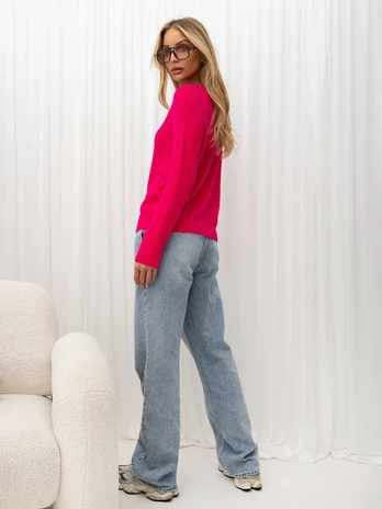 Italy Moda Sweter-IT-SW-2606.28-fuksjowy