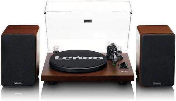 Lenco LS-600WA patefonas (graikinis riešutas) + Rinkinys HiFi kolonėlės