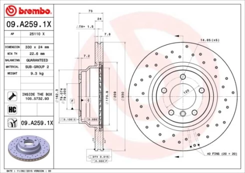Stabdžių diskas BREMBO 09.A259.1X