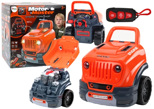 Žaislinis automobilio variklis – dirbtuvės, oranžinis