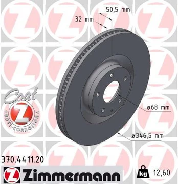 Stabdžių diskas ZIMMERMANN 370.4411.20