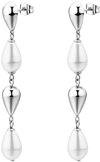 Brosway Modern long earrings with artificial pearls Perfect BPC76