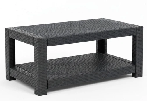 Rataninis sodo stalas 93x56x38 cm, pilkas