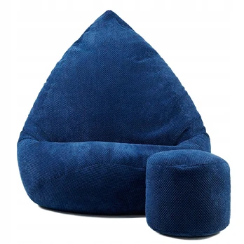 Sėdmaišis su pufu Sako Mega Dot Velour L, mėlynas