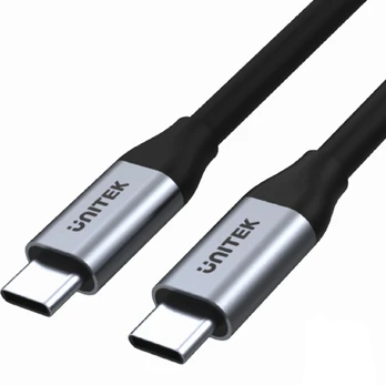 Laidas Unitek C14091ABK, 2 x USB-C, 2 m, juoda/pilka
