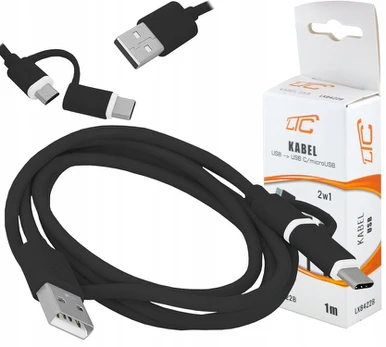 Universalus 2in1 Usb-a į Usb-c / Microusb laidas, 1m