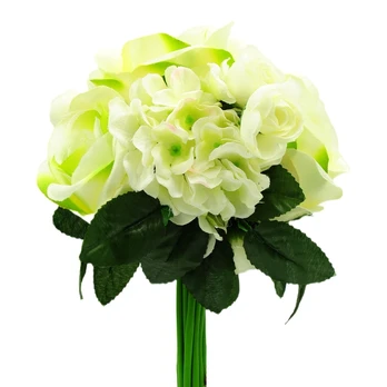 Dirbtinė hortezijų ir rožių puokštė, 28 cm : Spalva - Ruda