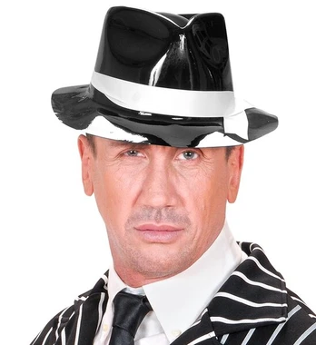 GANGSTER HAT WITH WHITE BAND PVC