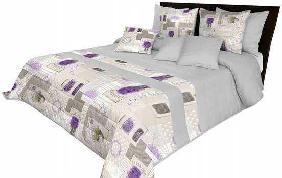 Lovatiesė NMP-164, pilka/smėlio/violetinė, 240 cm x 260 cm
