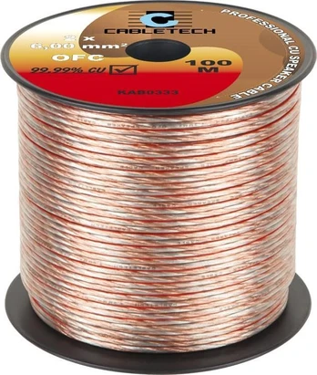 Cabletech Laidas kolonėlėms 2x6.0mm² skaidrus, OFC varinis