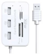 MTK USB 2.0 Hub+ kortlæser - 3 x USB 2.0 + MS/SD/M2/TF