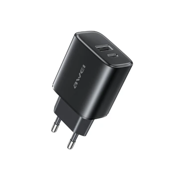 Įkroviklis Awei PD85-EU 22.5W USB-A/USB-C juodas