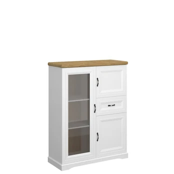 Žema vitrina Riva 2D1W1S, balta/ruda