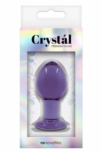 CRYSTAL Medium Glass Plug Purple - Borosilicate, 7.8 cm, Elegant Design