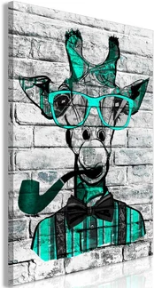 Artgeist Paveikslas - Giraffe with Pipe (1 Part) Vertical Green kaina