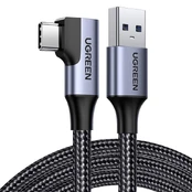 UGREEN US385 USB į USB-C Kampinis kabelis 3A 1m - Juodas kaina