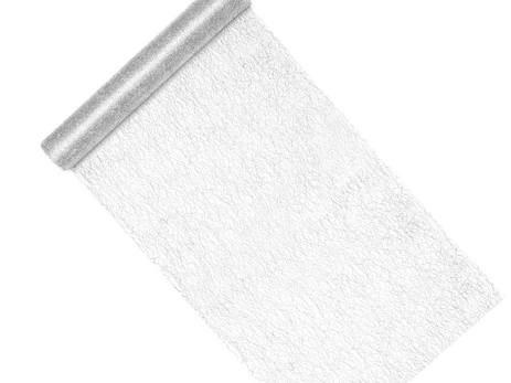 PartyDeco Dekoratyvinis tinklelis - Fiber, sidabrinis, 0,36x9m